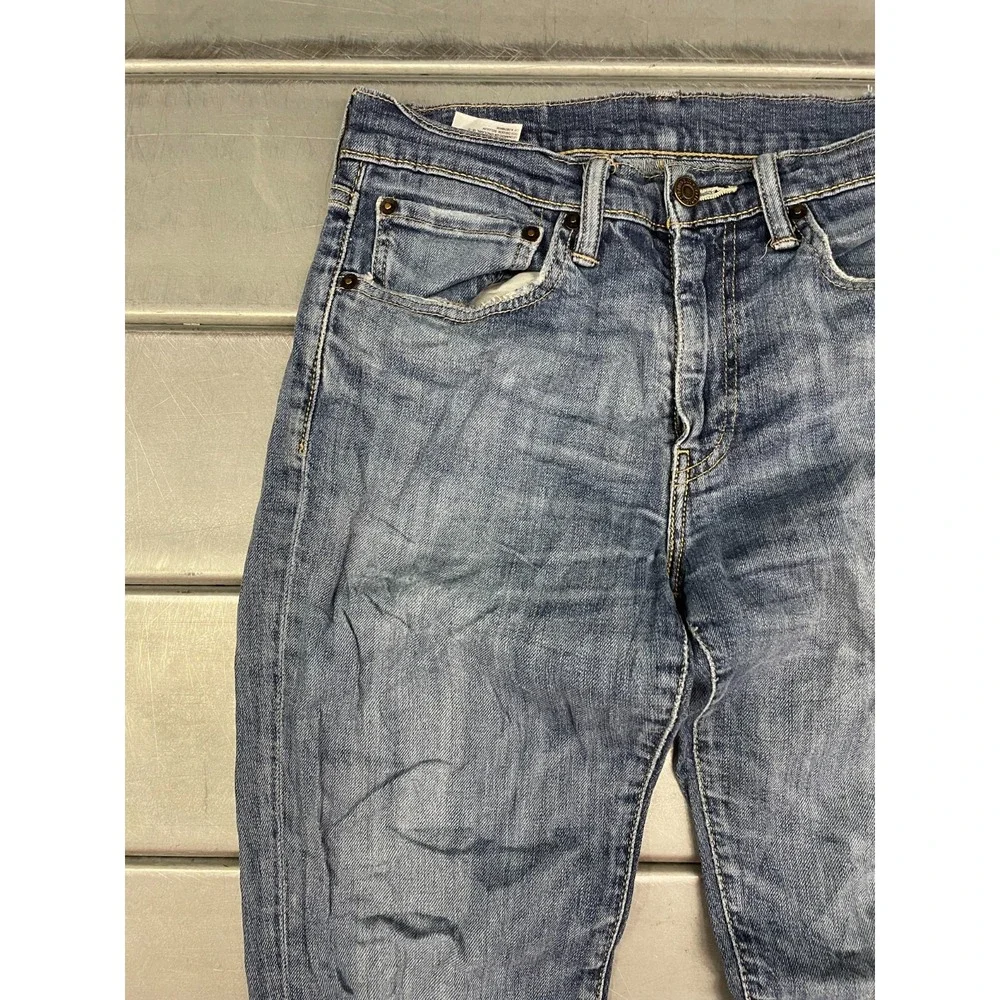 Levis 511 Jeans Mens 29X30 Blue‎ Medium Wash Denim Slim Straight Leg Distressed